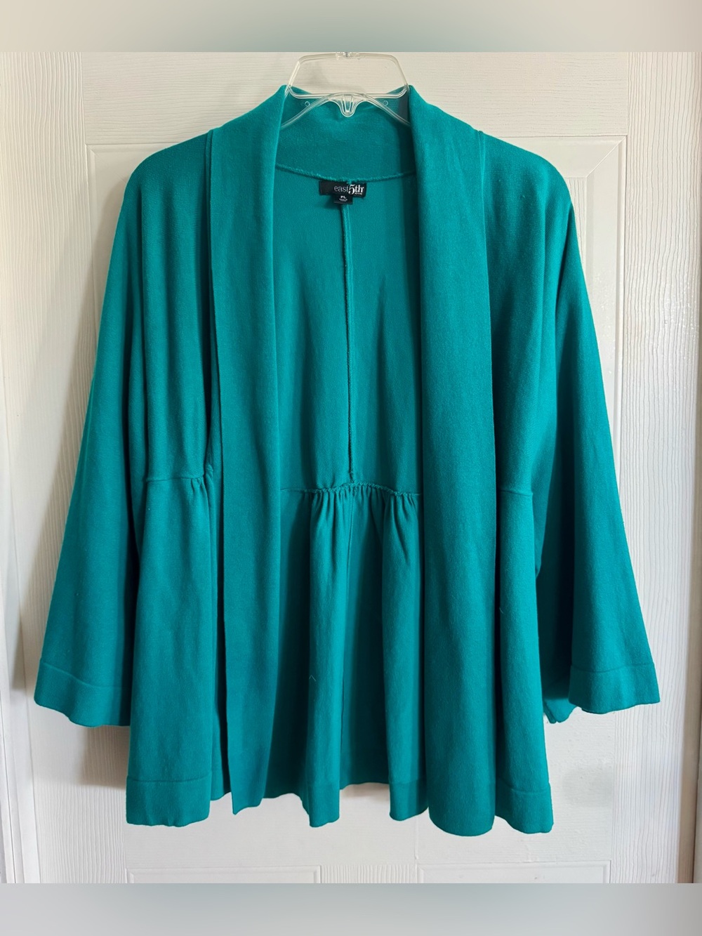 East 5th Petite Teal Green Open Front Drape Cardigan PL